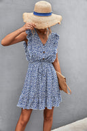 Ruffled Women's Dress with Adjustable Waist Drawstring