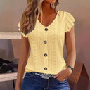 Women's Ruffle-Detail Blouse with Button Closure