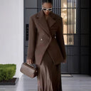 Chic Double-Breasted Blazer with High Collar