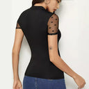 Chic Women's Dotted Bodysuit with High Neck