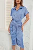 Chic Women's Chiffon Shirt Dress with Tie Belt