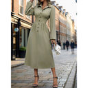 Women's A-Line Shirt Dress with Button Accents