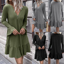 V-Neck Bell Sleeve Dress for Women