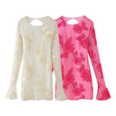 Floral Lace Women's Blouse with Chic Cutout Detail