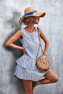 Chic Striped Dress with Ruffle Hem for Women