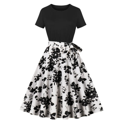 Ladies Lace Dress with Contrasting Top and Flowing Skirt