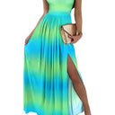 Chic Women's Maxi Dress with Asymmetrical Slit and Unique Neckline