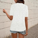Artistic Lace Women's Blouse with Button Accents
