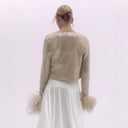 Chic Feather-Embellished Women's Blouse