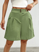Chic Pleated Button Shorts for Women