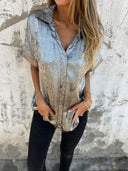 Chic Satin Blouse for Women - Short Sleeves