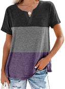 Color Block Women's T-Shirt with Neck Label