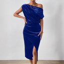 Off-Shoulder Midi Dress with Flowing Design