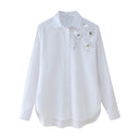 Floral Appliqué Women's Blouse - Chic Design
