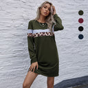 Stylish Women's Sweat Dress with Animal Print Accents