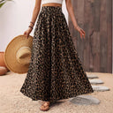 Women's Leopard Print Maxi Skirt with Elastic Waist