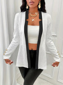 Chic Women's Textured Blazer with Stylish Button Accents