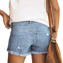 Trendy Women's Frayed Hem Denim Shorts