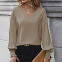 Chic Blouse with Pleated Sleeves for Females