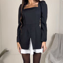 Chic Asymmetrical Cocktail Dress with Puff Sleeves