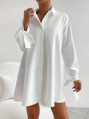 Chic Women's Shirt Dress with Stylish Ribbon Sleeves