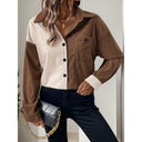 Chic Women's Cord Blouse in Trendy Color Block