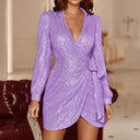 Sequin-Embellished Women's Wrap Dress