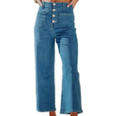 Chic High-Waisted Baggy Jeans with Button Placket & Side Pockets