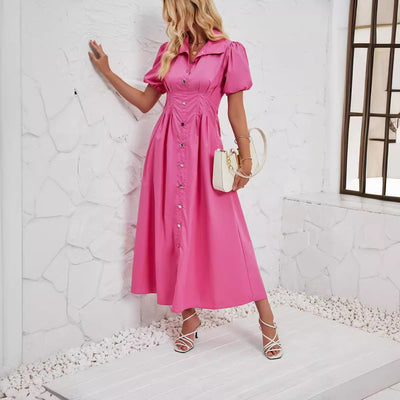 Chic Puff Sleeve Women's Shirt Dress
