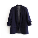 Chic Women's Blazer with Rolled Sleeves and Utility Pockets