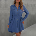 Stylish Women's Shirt Dress with Adjustable Belt and Button Detail