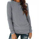 High-Quality Cotton Women's Long Sleeve Tee with Round Neck