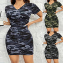 Stylish Camouflage V-Neck Dress for Women