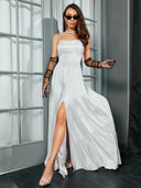 Stunning Open Back Evening Dress with Shimmering Fabric