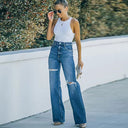 Trendy Women's Ripped Flared Jeans