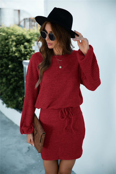 Stylish Jersey Dress with Drawstring Waist