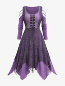 Gothic Lace-Trim Maxi Dress for Women