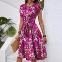 Floral Midi Dress with Chic Waist Belt