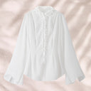 Chic Ruffled Collar Blouse with Wide Sleeves