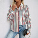 Women’s Classic Striped Blouse with Stylish Collar
