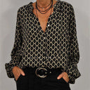 Chic Long Sleeve Blouse with Unique Print for Women
