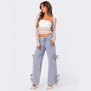 Chic Women's Cargo Jeans with Bow Detail
