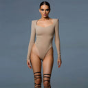 Stylish Long Sleeve Square Neck Bodysuit for Women
