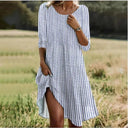 Chic Women's Striped Dress with Side Slit