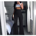 High-Waisted Flared Trousers with Elastic Waistband for Women