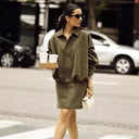 Chic Suede Imitation Pencil Skirt for Women