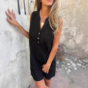 Chic Women's Summer Dress with Short Sleeves & Button Placket
