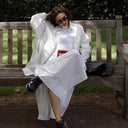Sporty Striped Women's Shirt Dress with Short Sleeves