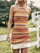Women's Ethno Patterned Summer Dress with Tassels
