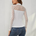 Chic Women's V-Neck Bodysuit with Transparent Dot Design